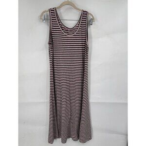 Cut Loose Linen Blend Midi Dress Women Medium Pink Striped Sleeveless Minimalist